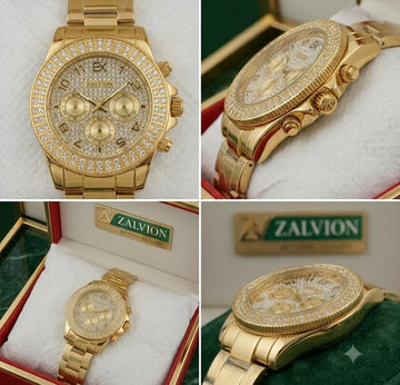 Golden Luxury Crystal Roman Dial Watch