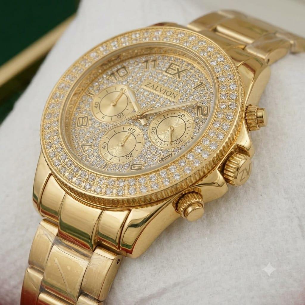 Golden Luxury Crystal Roman Dial Watch