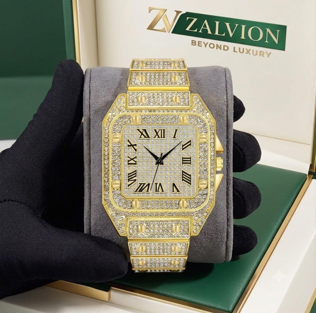 Luxury Iced Out Golden Crystal Watch (Golden)