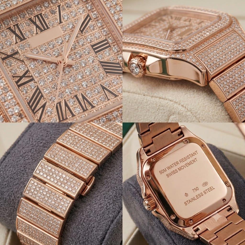 Luxury crystal Iced Out Watch (Rose Gold)